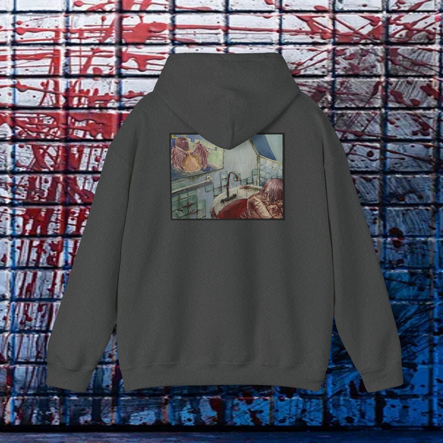 Ethereal Reflection Heavy Blend™ Hooded Sweatshirt In White/Black/Maroon/Dark Heather/Charcoal/Navy/Heather Navy/Red