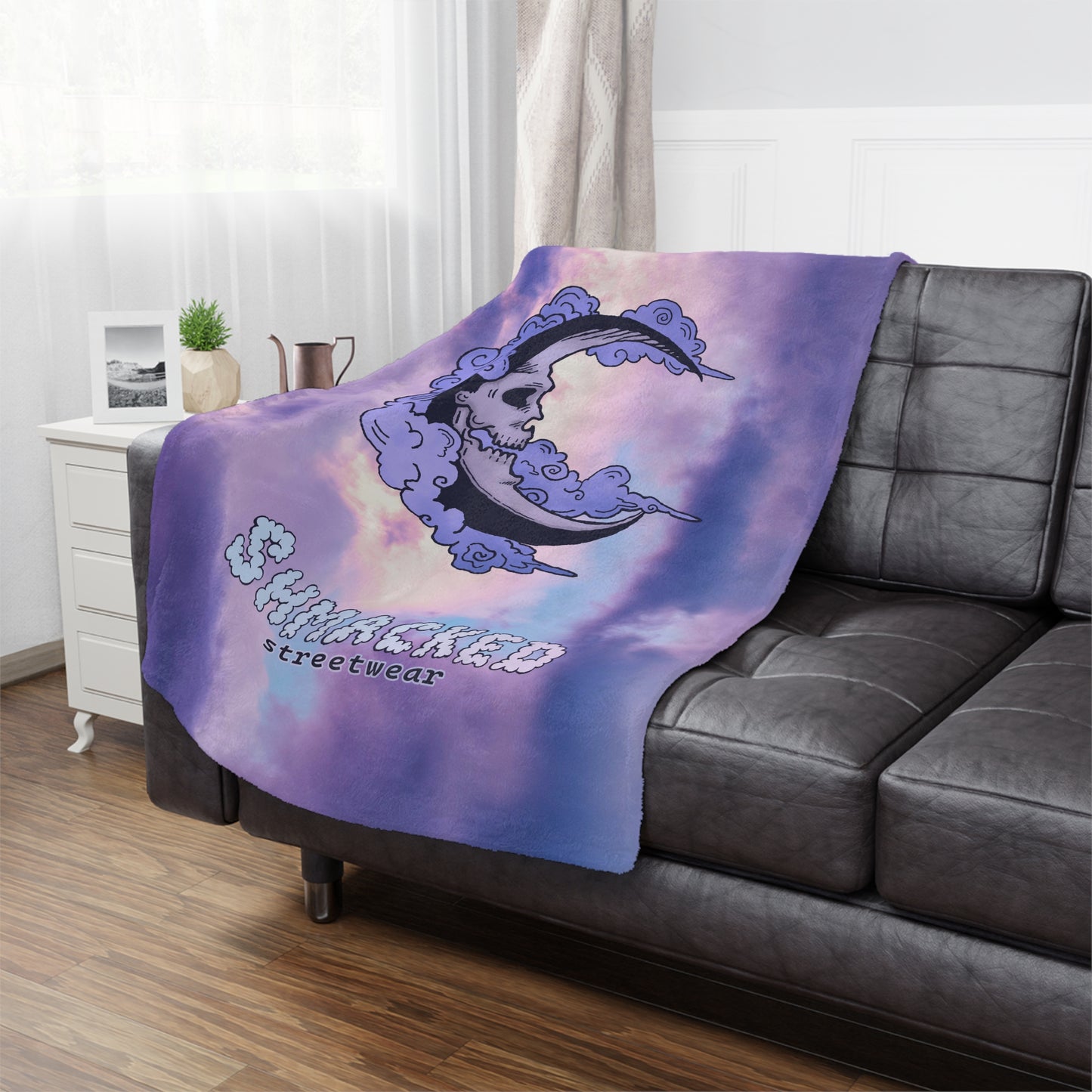 Shmacked Streetwear Skull of the Crescent Night Minky Blanket