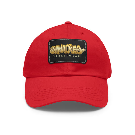 Shmacked Streetwear logo on Leather Patch 6 Panel Hat